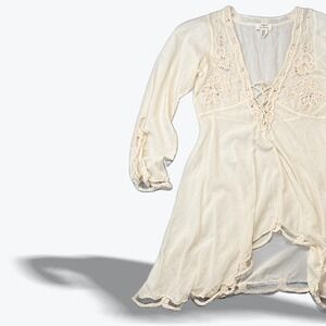 Emamo for One&Only Embroidered Mini Dress Cream Gauze Tunic‎ Italy IT 42 US 6